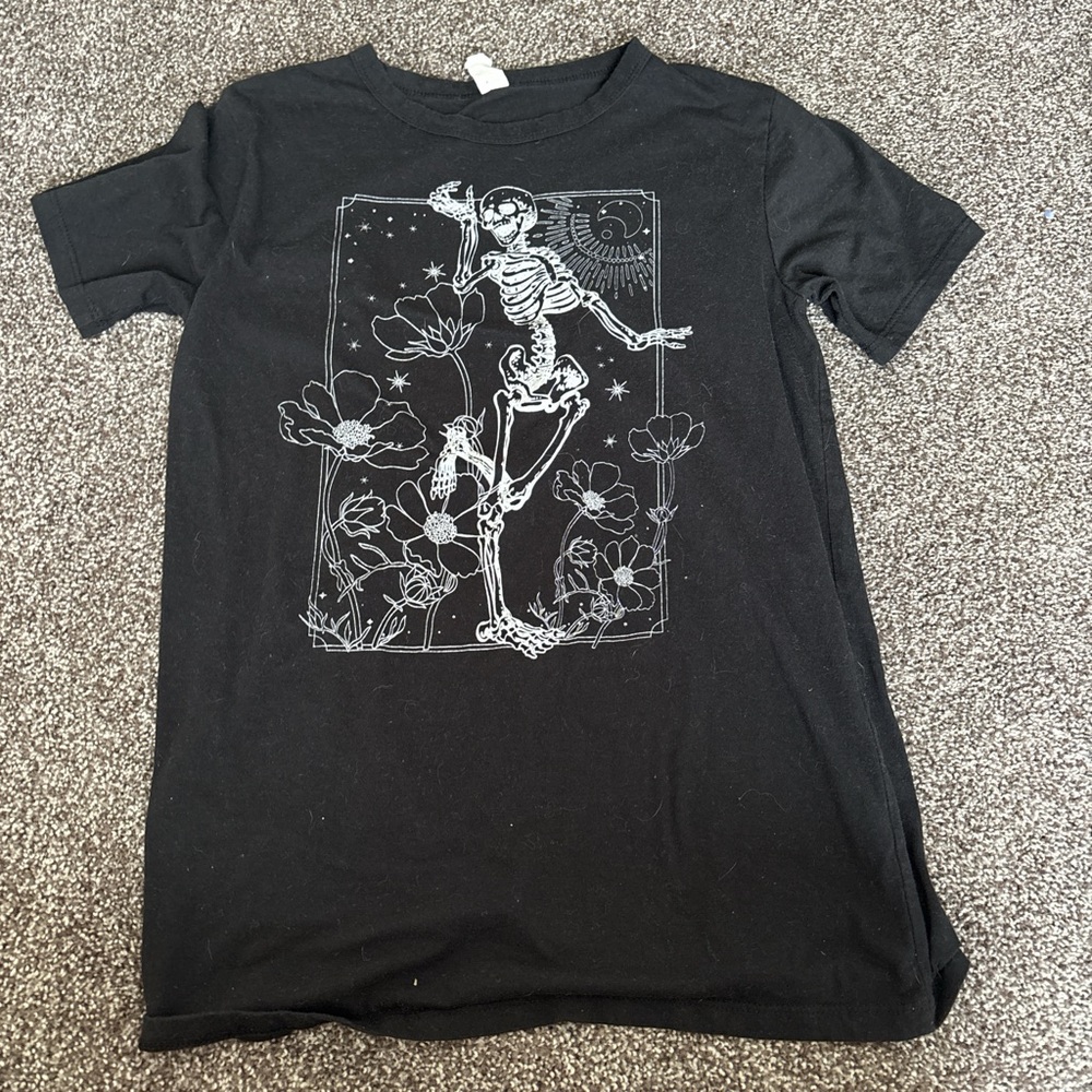Black Skeleton Graphic Kids Tee